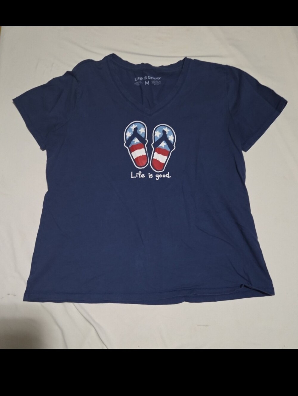 Life is good Women's medium blue 4th of july american shirt #29